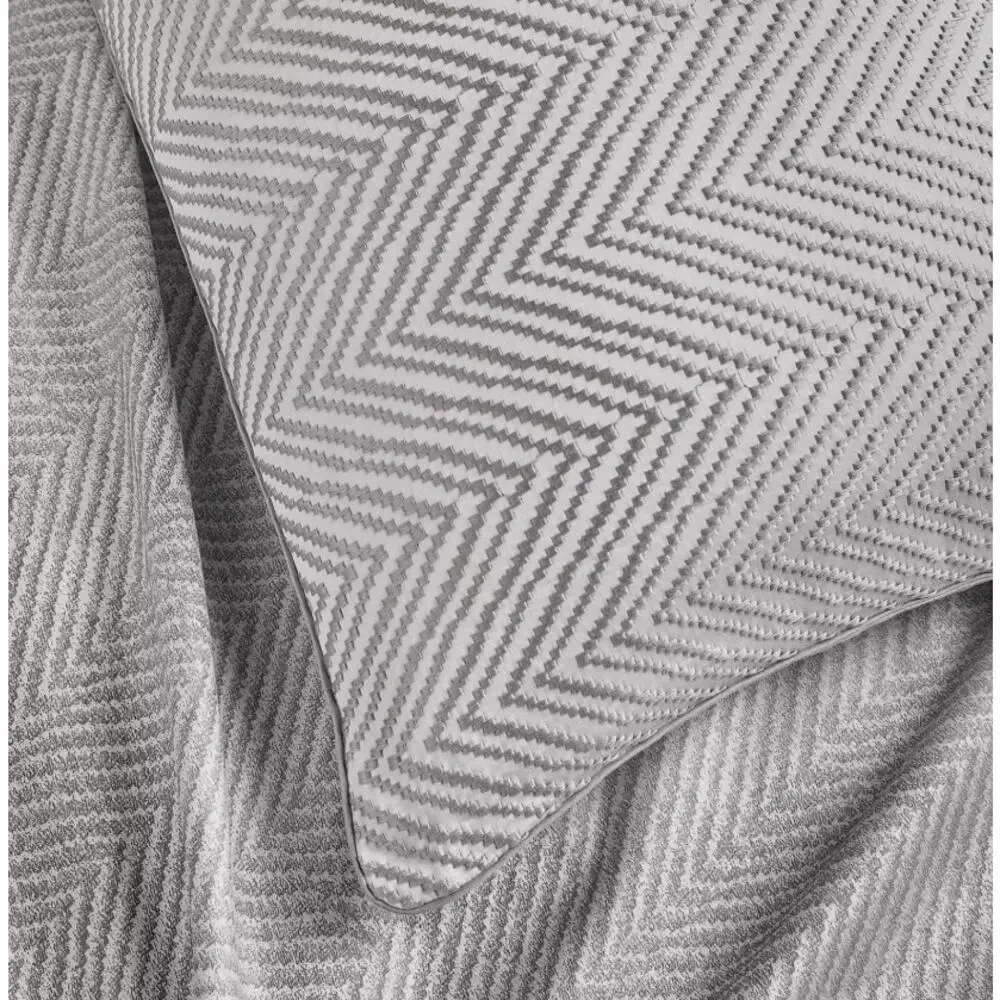 Hudson Park Palermo Euro Pillow Sham Gray Chevron Pattern Italy 100% Cotton